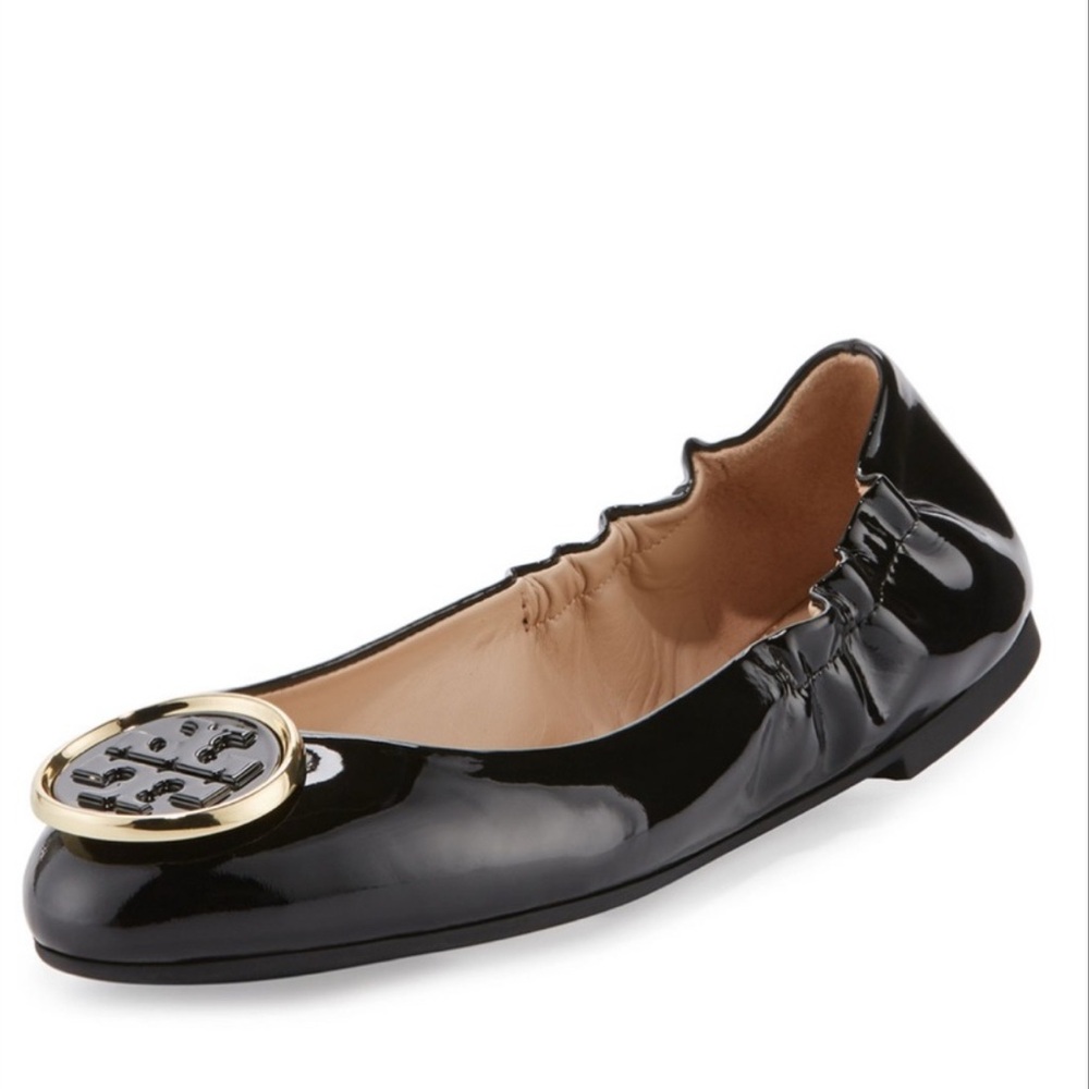 Tory Burch Womens Twiggie Ballet Flats Patent Leather Slip On Black Size 5.5